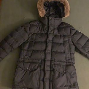 Moncler Cluny Coyote Fur-Trim Nylon Down Parka